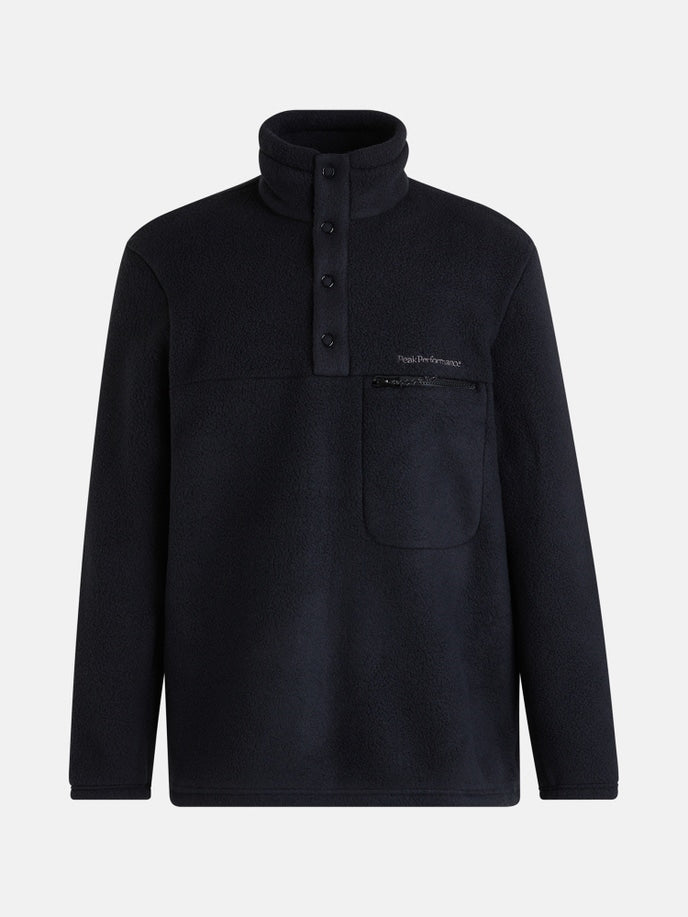 MEN'S FLEECE SNAP T-NECK (BLACK)