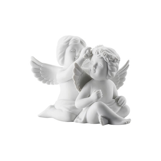 Engelpaar mit Blumenkranz