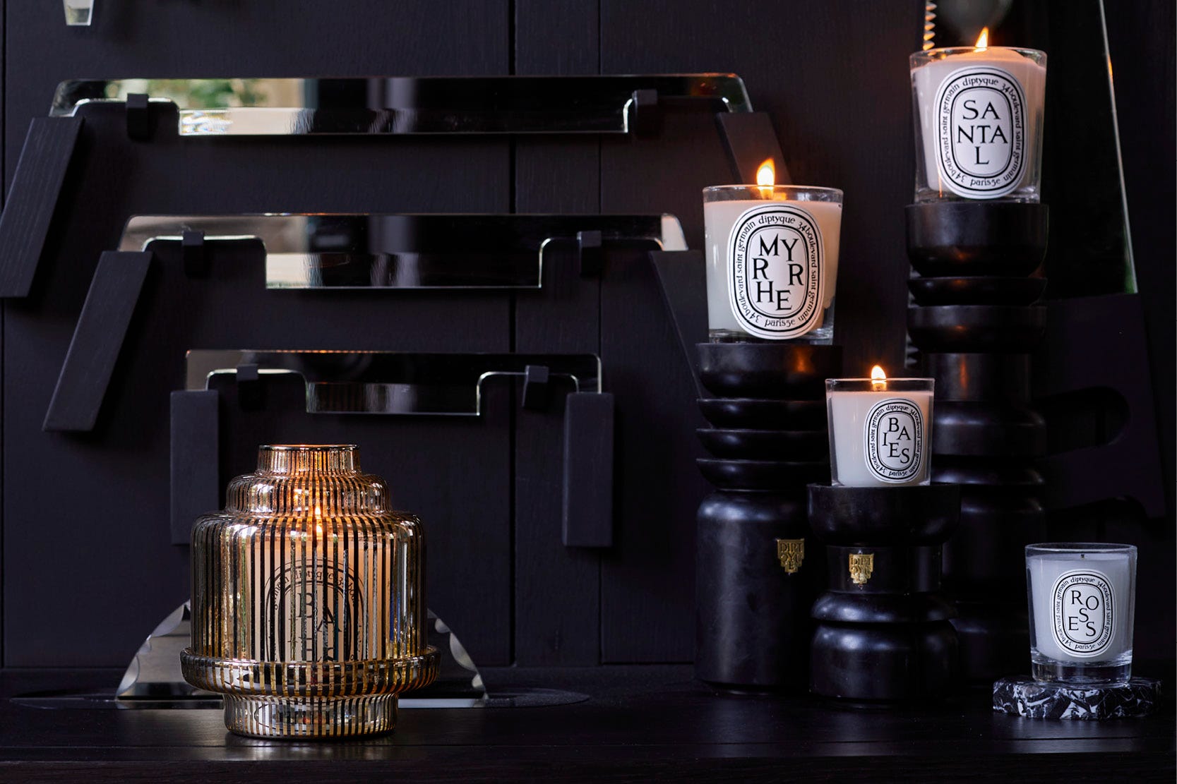 Golden Pyramid Candle Holder - For classic candles