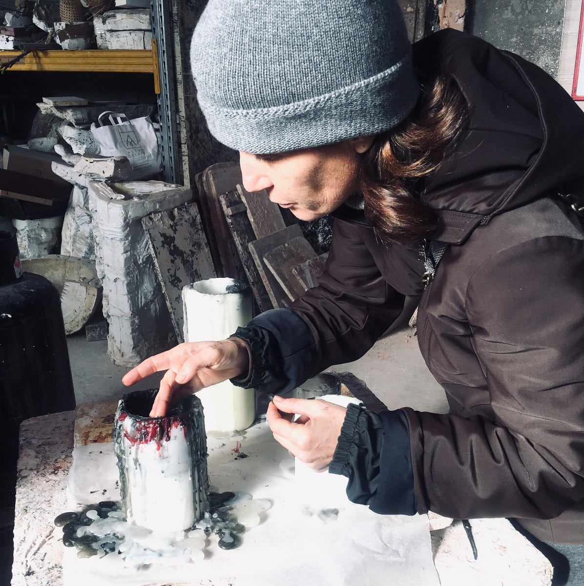 Large gold bronze candle holder - For classic candles