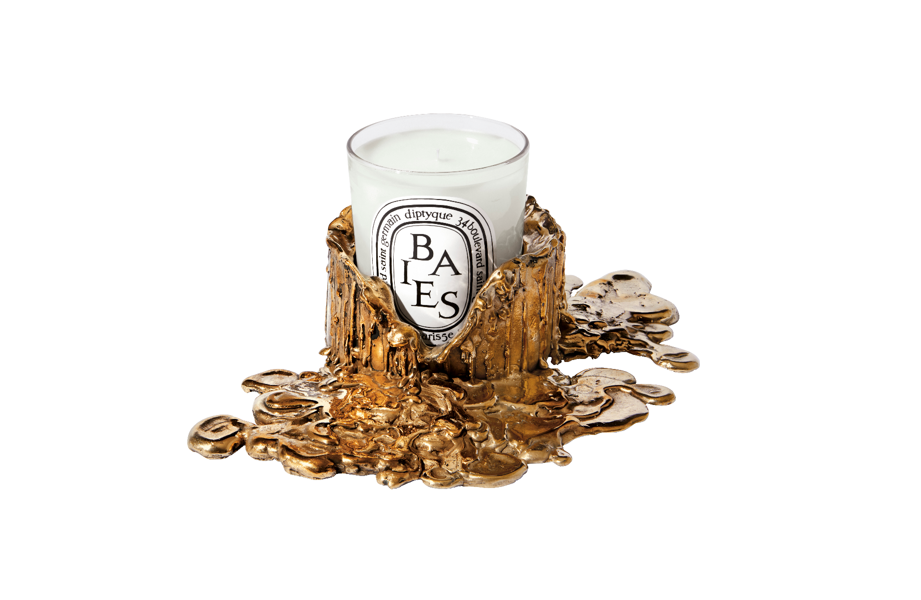 Medium gold bronze candle holder - For classic candles