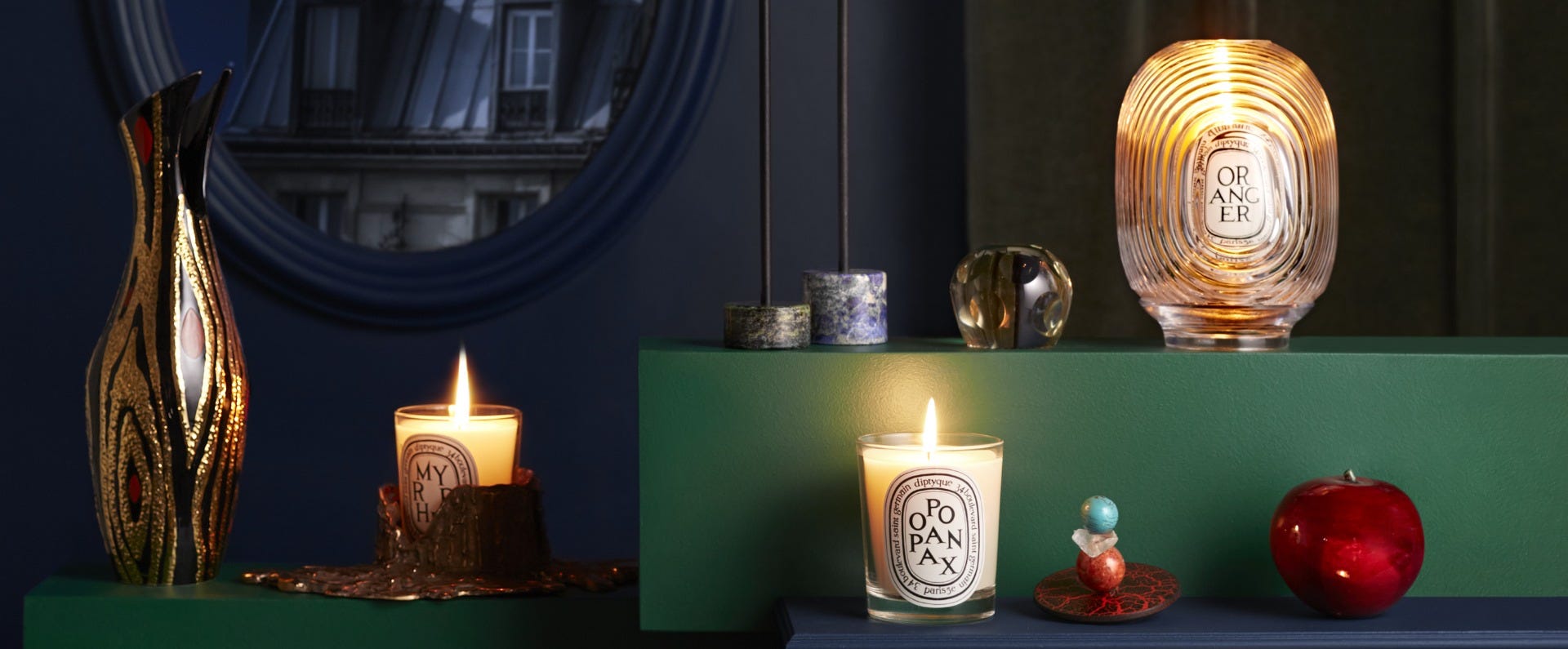 Large gold bronze candle holder - For classic candles