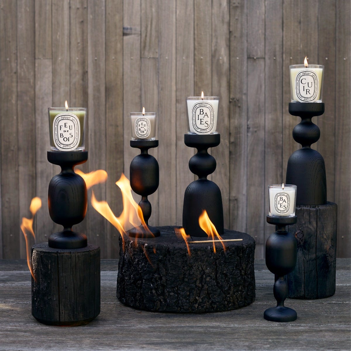 Black Column Candle Holder - For classic candles