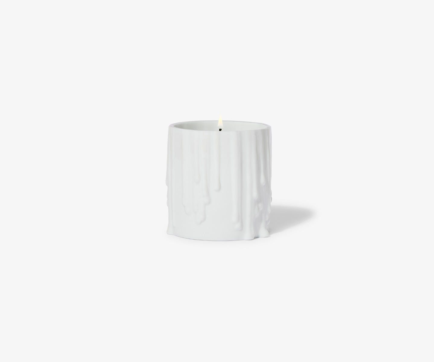 White Melted Wax Candle Holder - For classic candles