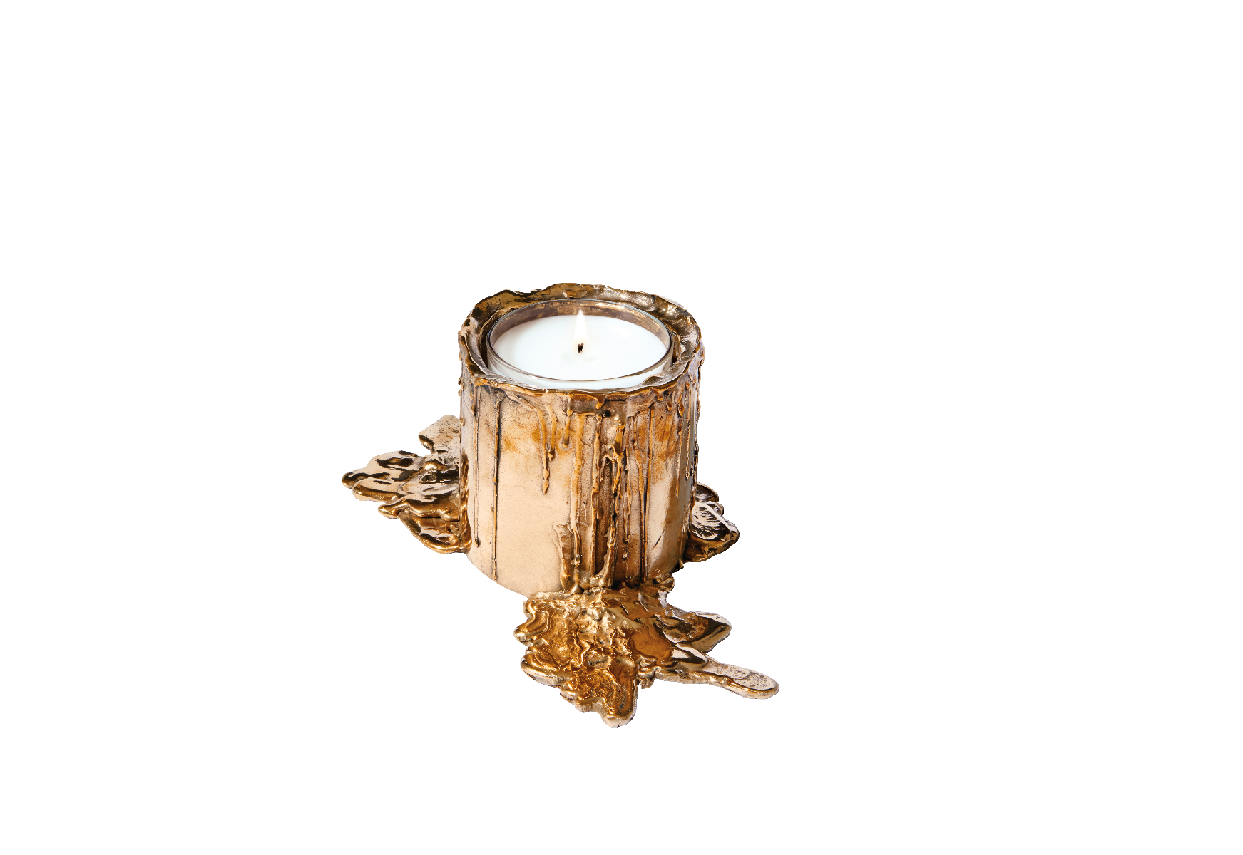 Large gold bronze candle holder - For classic candles