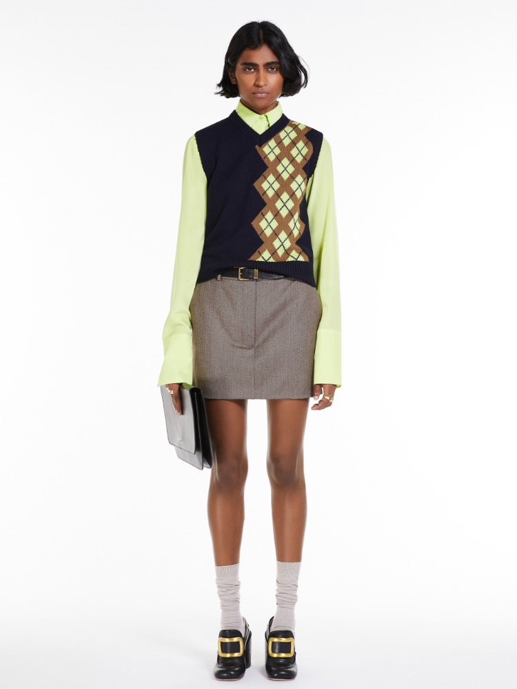 Short jaspé wool skirt