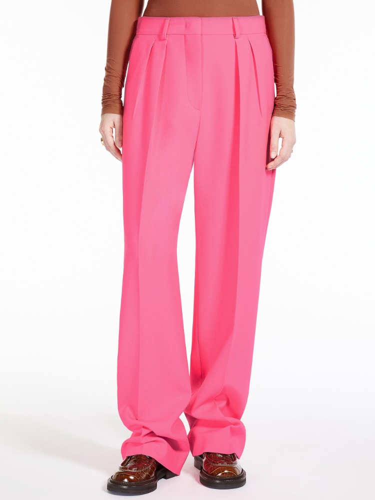 Wide-fit stretch wool trousers
