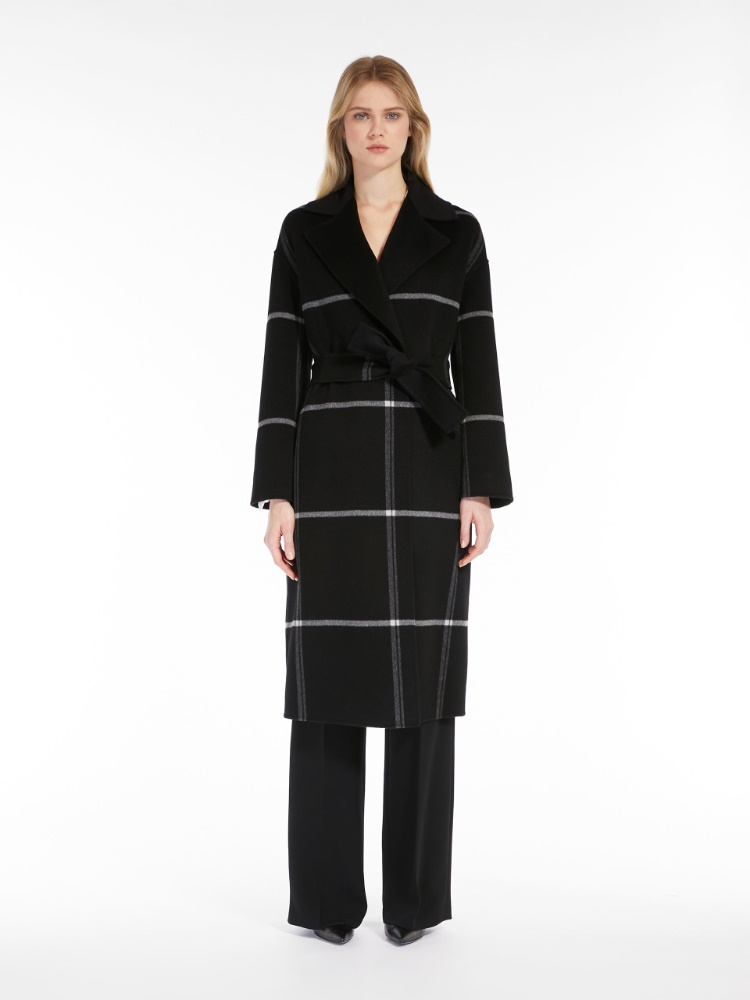 Wool jacquard boyfriend coat