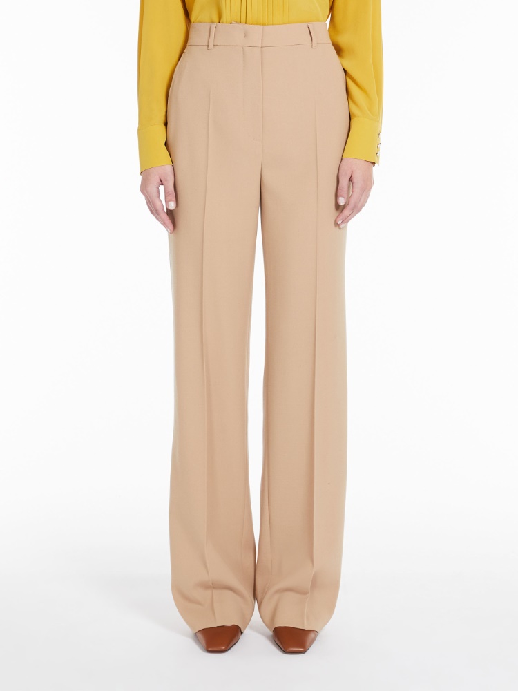 Long wool crepe trousers
