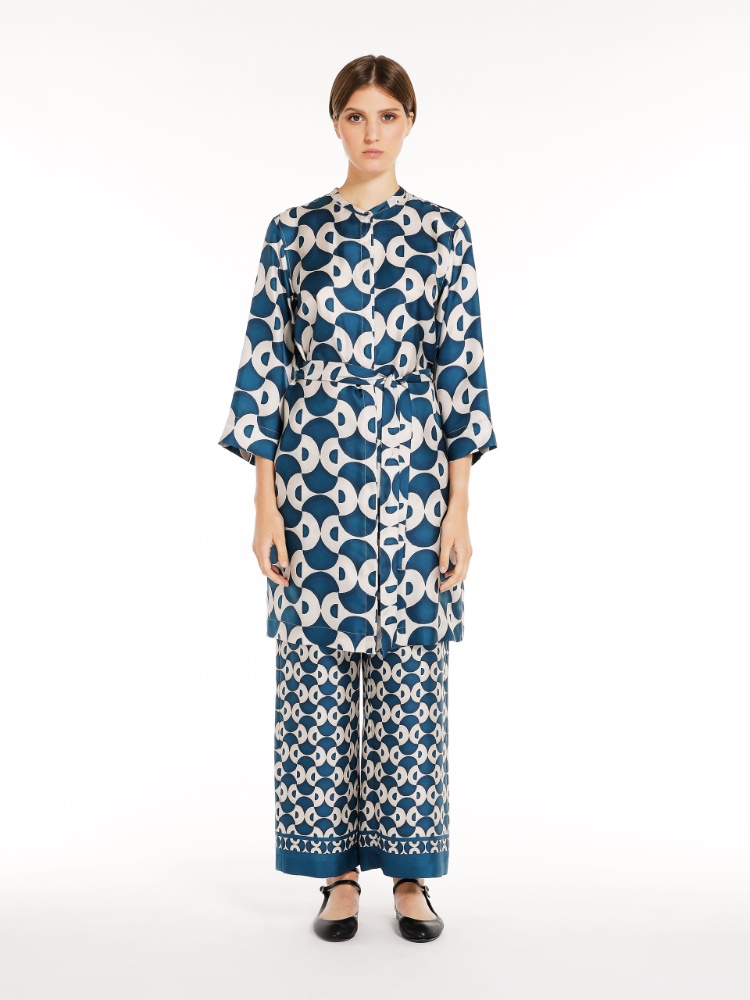 Printed silk kaftan dress