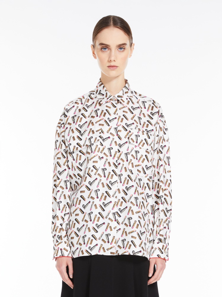 Printed silk twill shirt