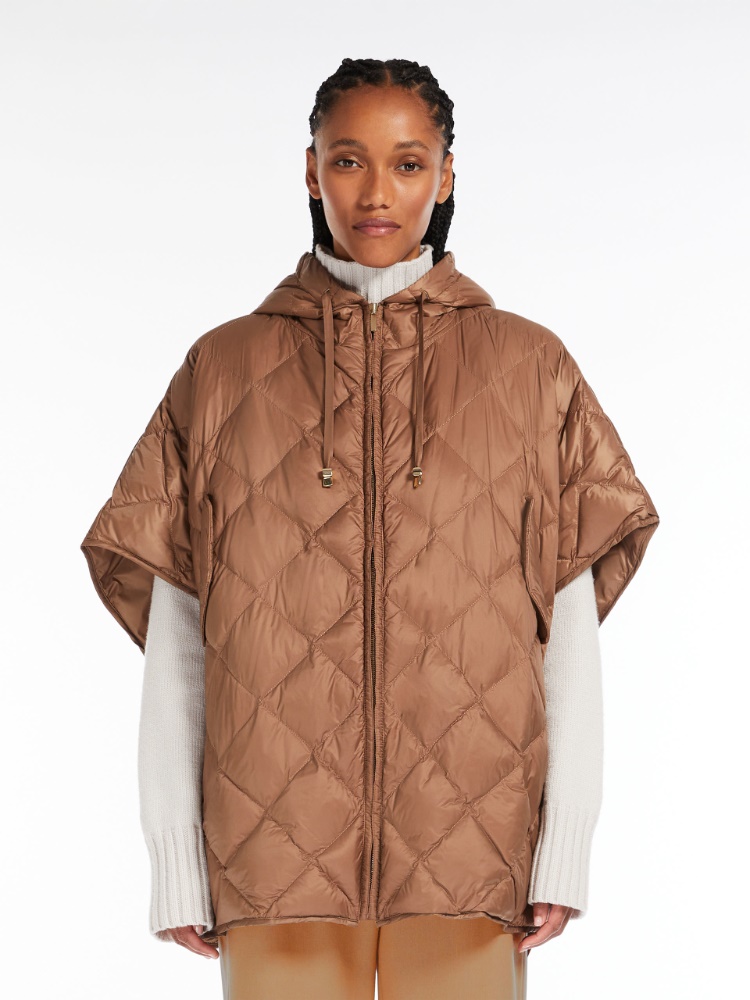 Cape with hood in water-resistant canvas