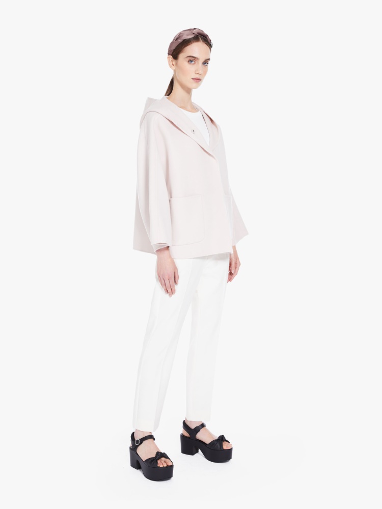 Straight-cut trousers in plain weave fabric