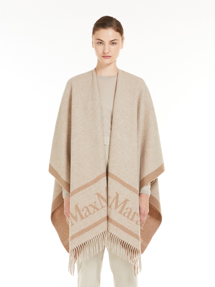Jacquard wool poncho