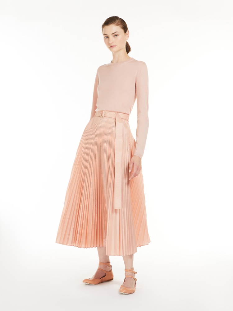 Pleated silk blend skirt