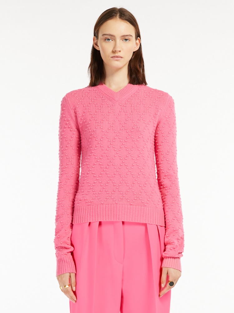 Fancy-knit wool and cashmere sweater