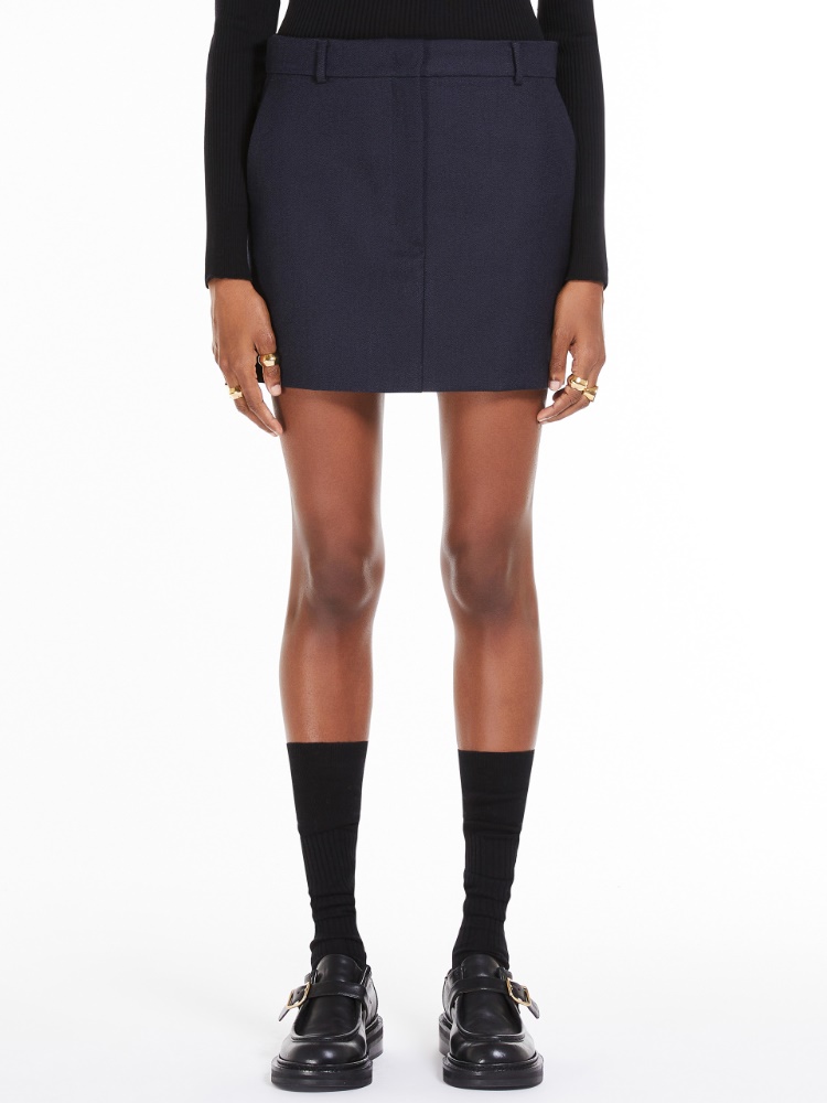 Short jaspé wool skirt