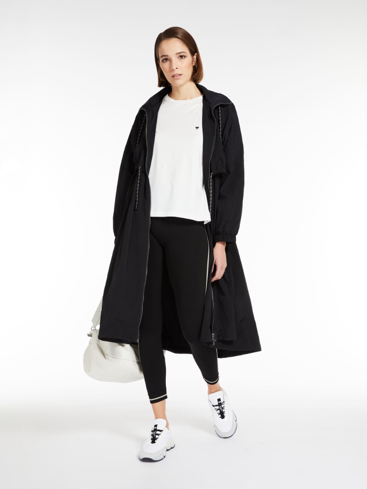 Hooded taffeta duster coat