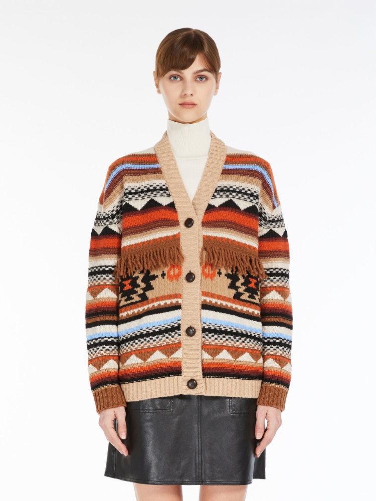 Wool jacquard cardigan