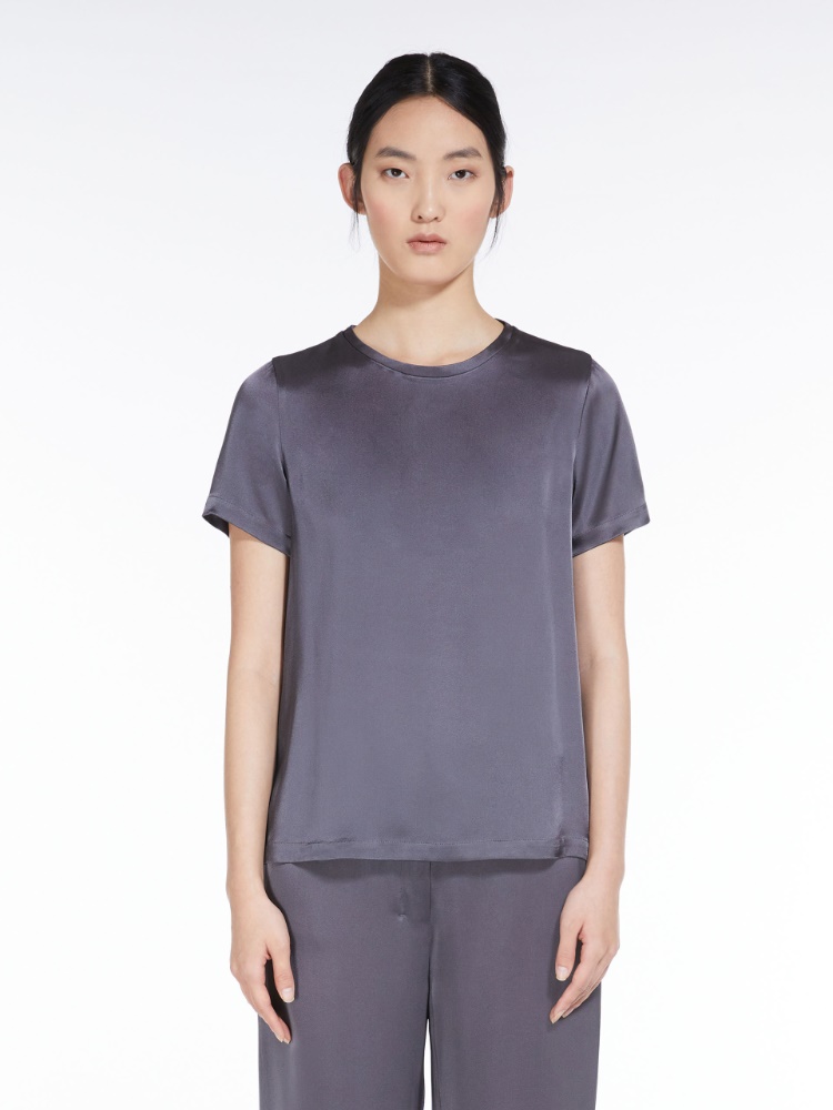 Viscose-blend satin T-shirt