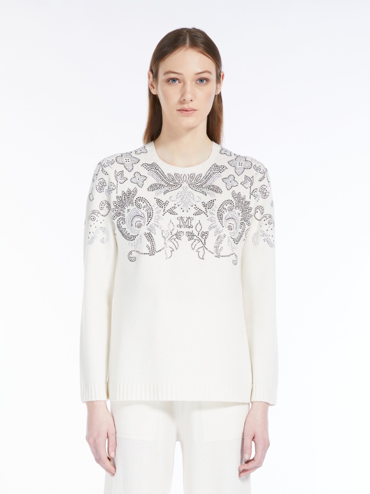 Wool and cashmere jumper with rhinestones