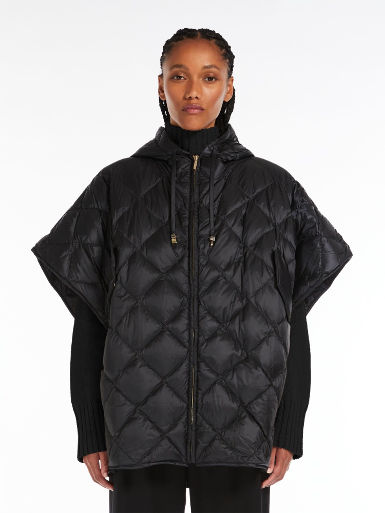 Cape with hood in water-resistant canvas