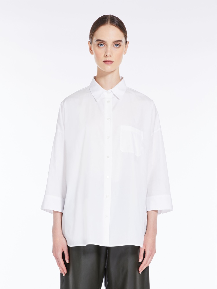 Loose shirt in striped poplin