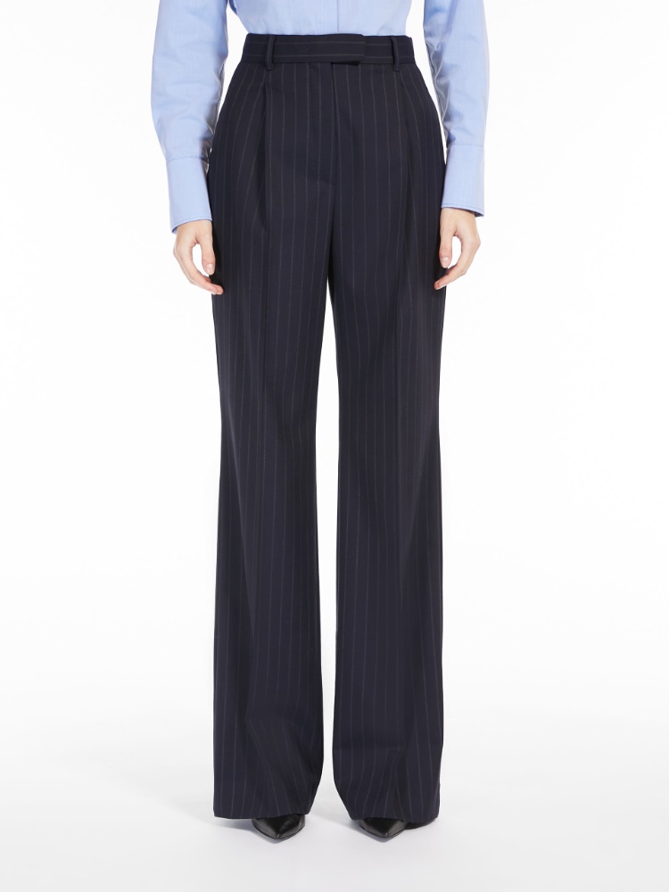 Long pinstripe gabardine trousers