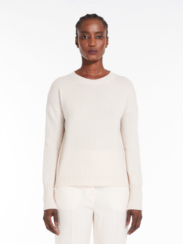 Openwork-knit pure cashmere sweater