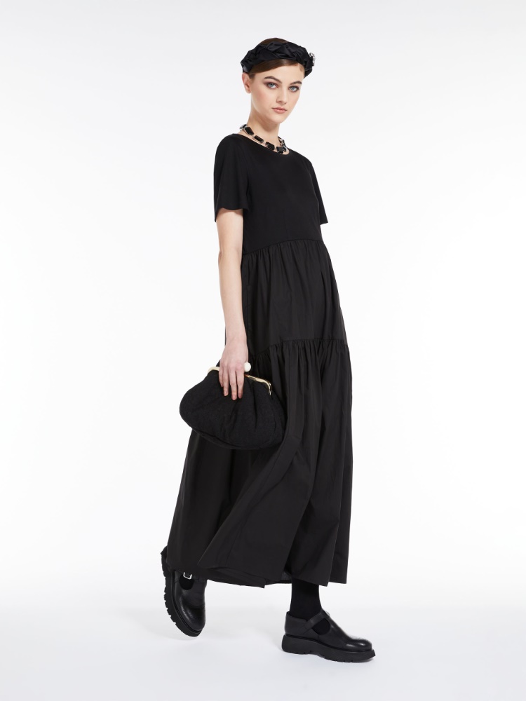 Long dress in jersey and cotton