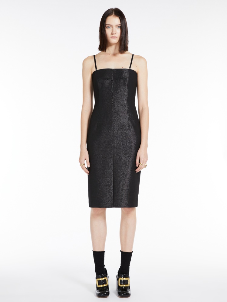 Bustier dress in metallic effect fabric