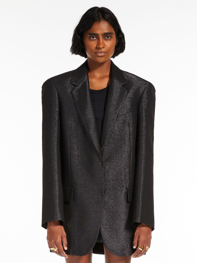 Oversized blazer in metal effect fabric