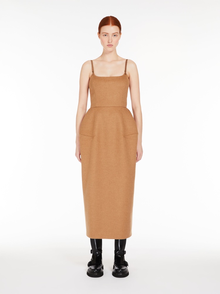 Camel colour midi dress