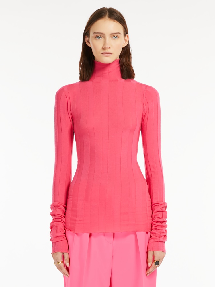 Stretch wool mock polo-neck sweater