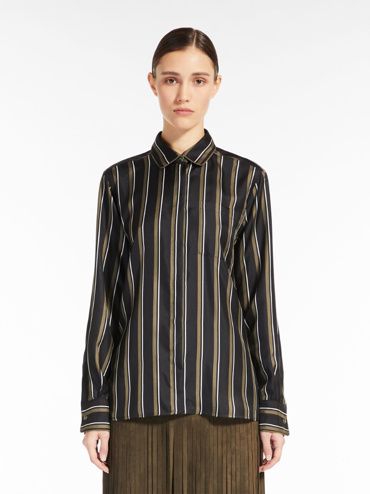 Masculine-style printed silk shirt