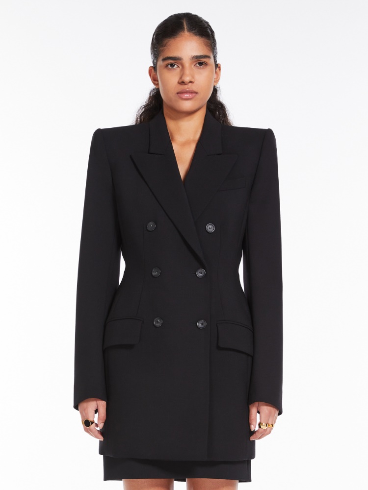 Double-breasted long blazer