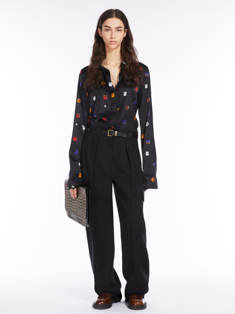 Satin shirt printed with gem pattern