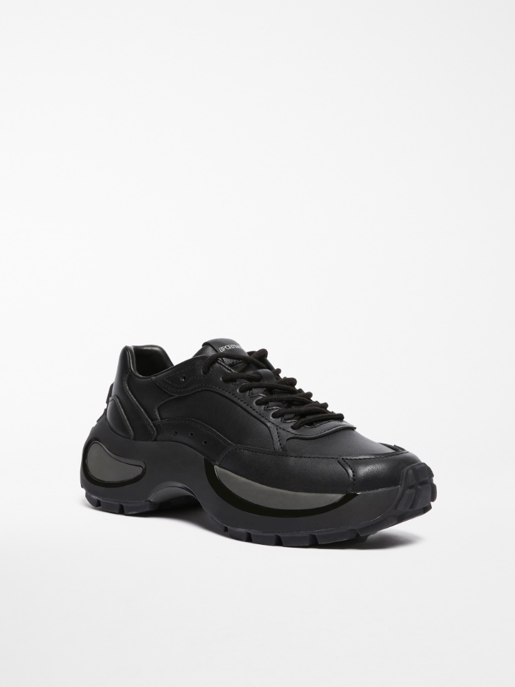 Chunky-sole leather sneakers