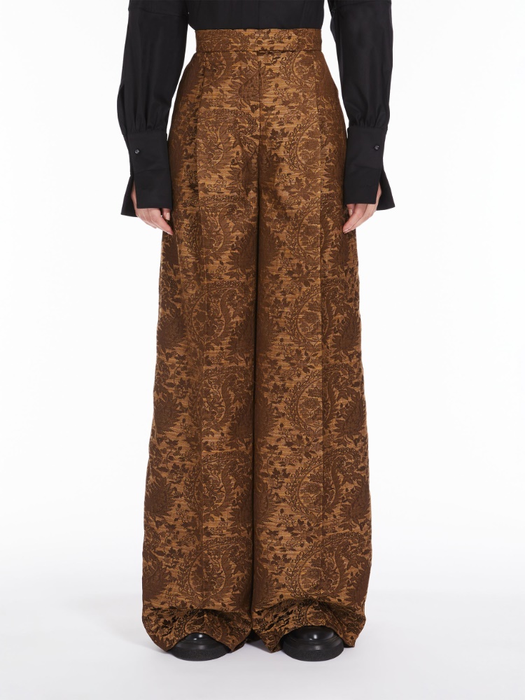 Wide, jacquard wool trousers