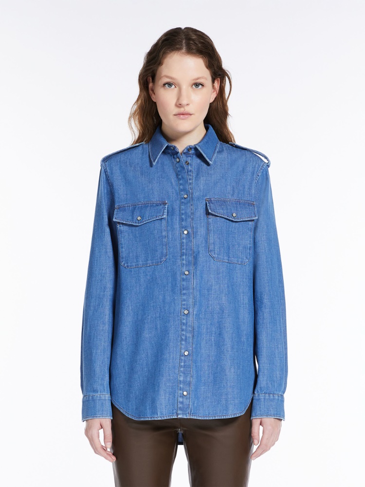 Epaulette-detail denim shirt