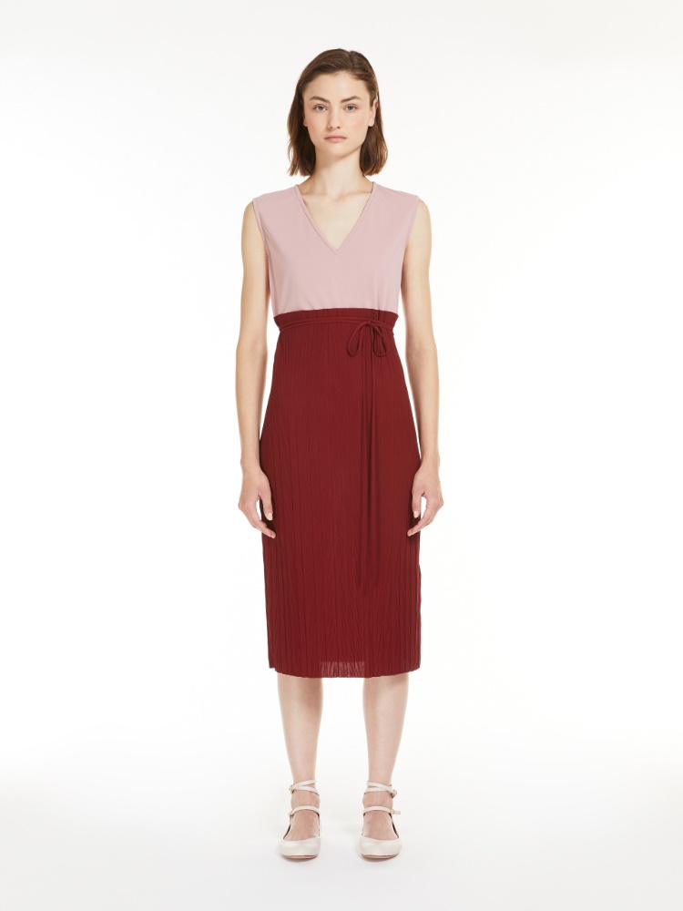Belted sheath dress in jersey fabric