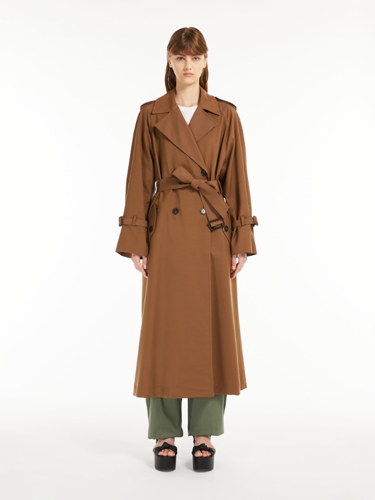 Belted trench coat in showerproof fabric