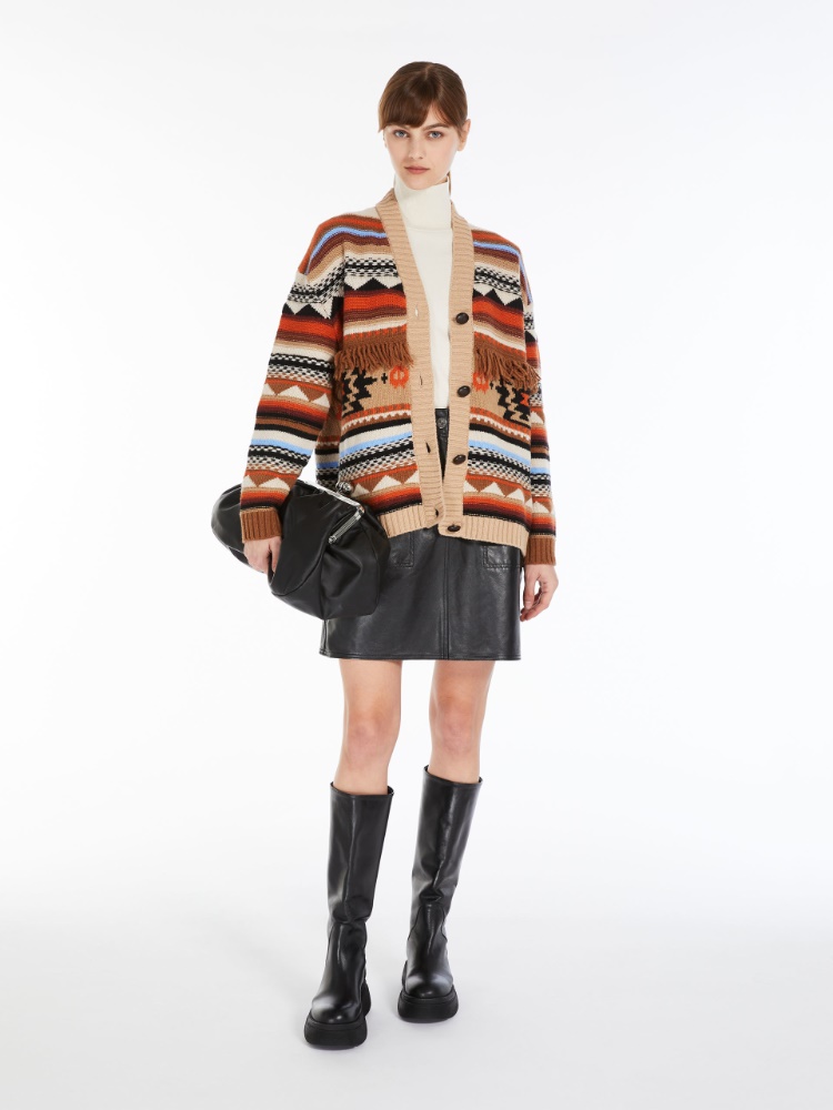 Wool jacquard cardigan