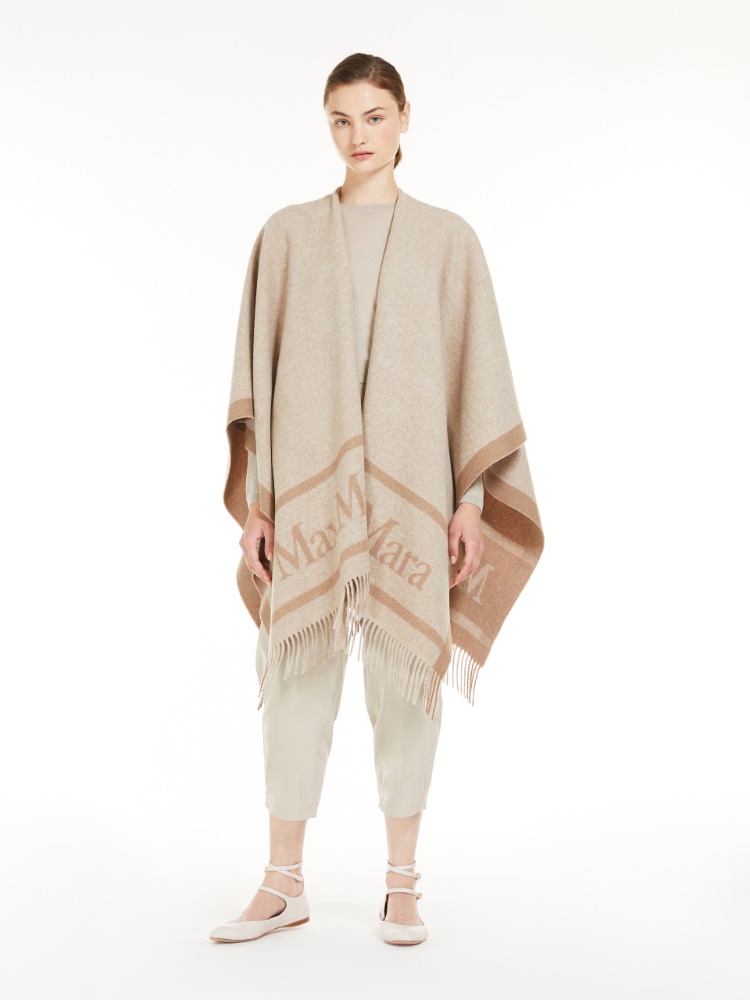 Jacquard wool poncho