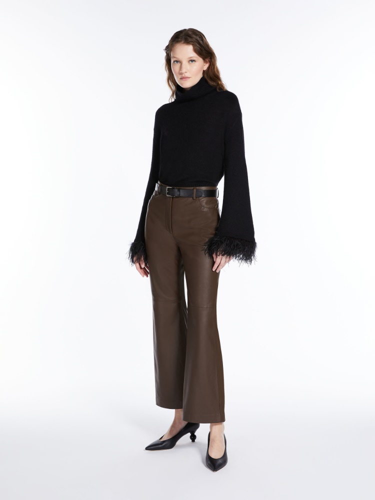 Flared Nappa leather trousers