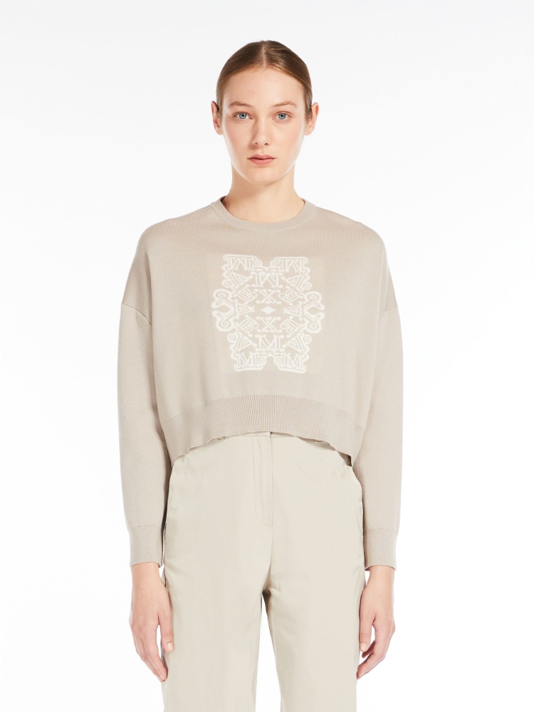 Cropped jumper in jacquard wool