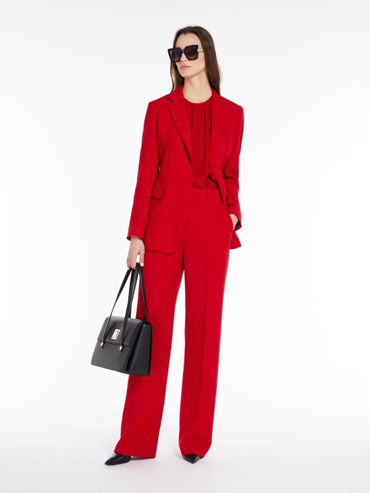 Long wool crepe trousers