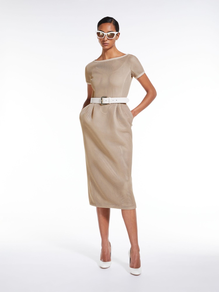 Sheath dress in mesh-effect jersey