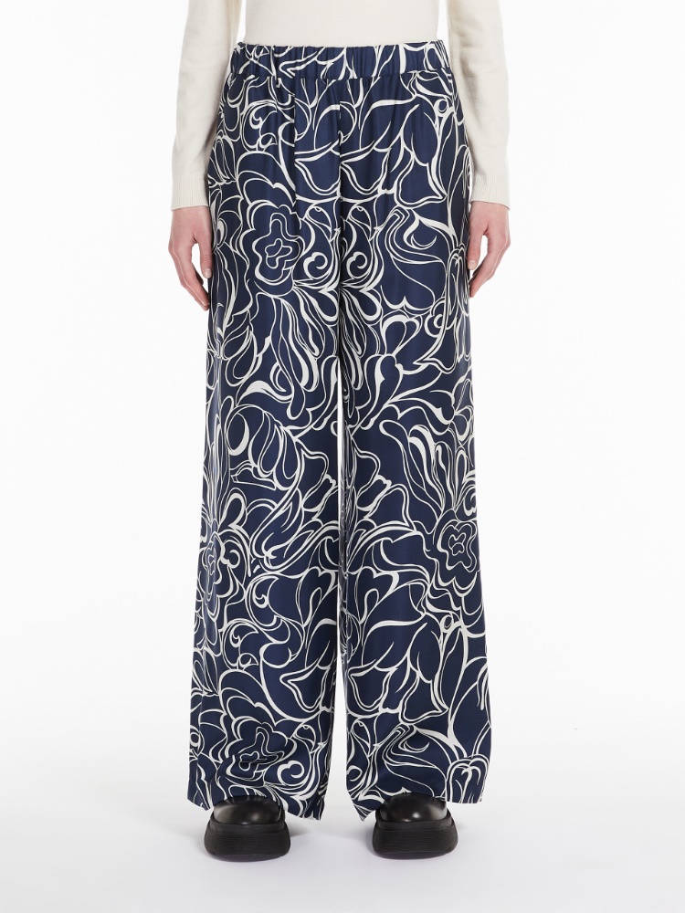 Printed silk trousers