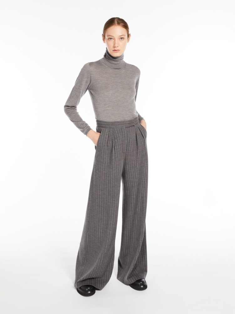 Pinstriped wool palazzo trousers
